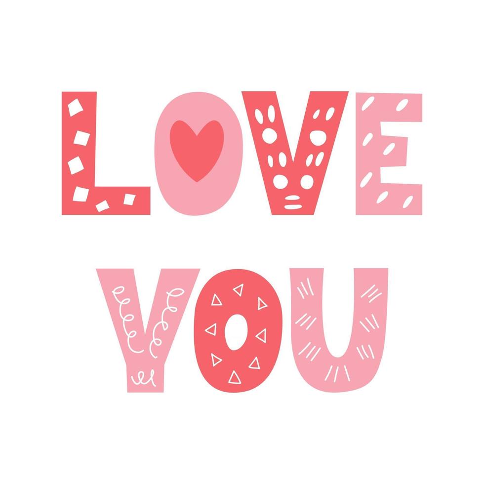 winkelwagen Middel Verslaving Bright pink I love you doodle style lettering on a white background. Vector  image. Decor for children, posters, postcards, clothing and interior  decoration 2660948 Vector Art at Vecteezy