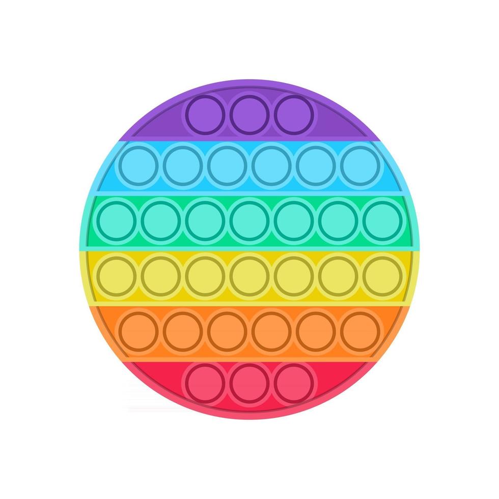 Bright trending pop it fidget. Round shape anti-stress toy for children. Convex iridescent bubbles. Vector illustration on a white background