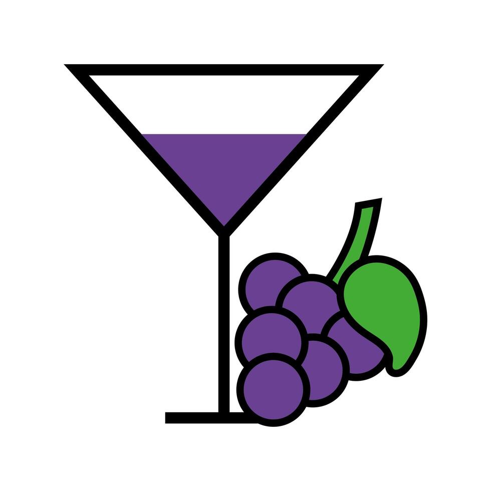 tropical cocktail cup with grapes fruits vector