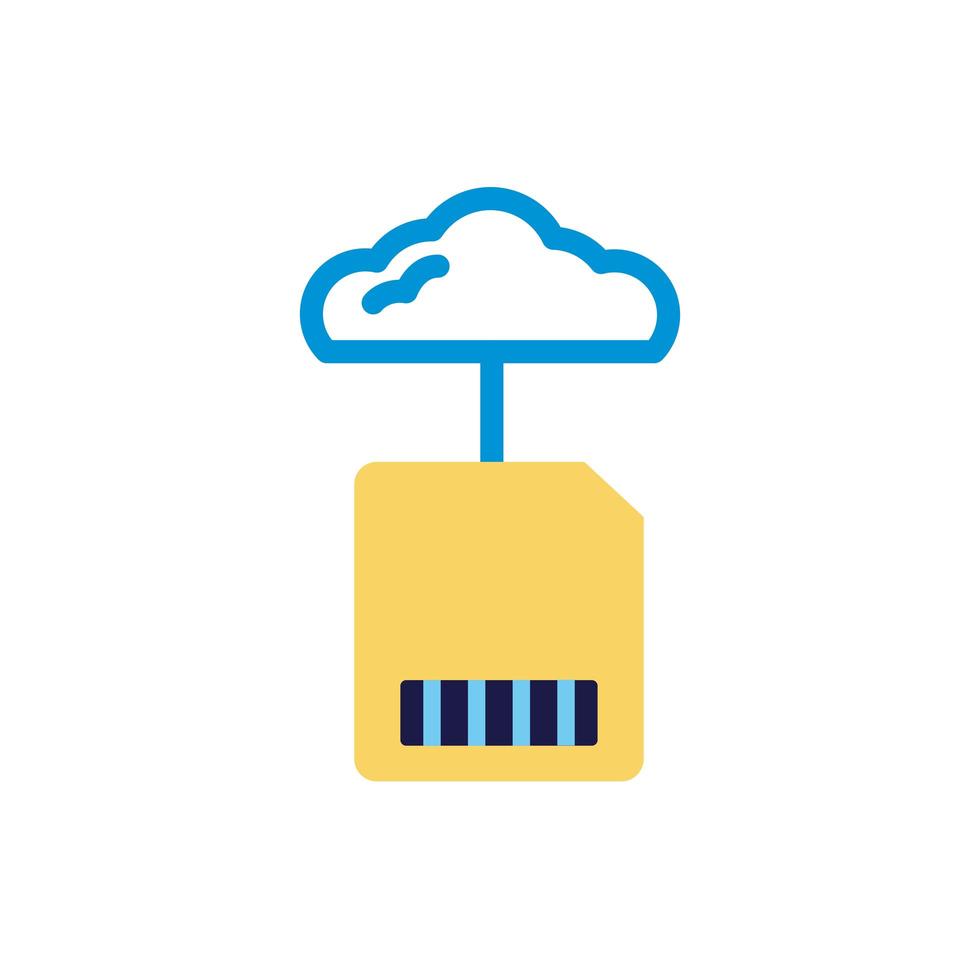 cloud computing with sd card lineal color style vector