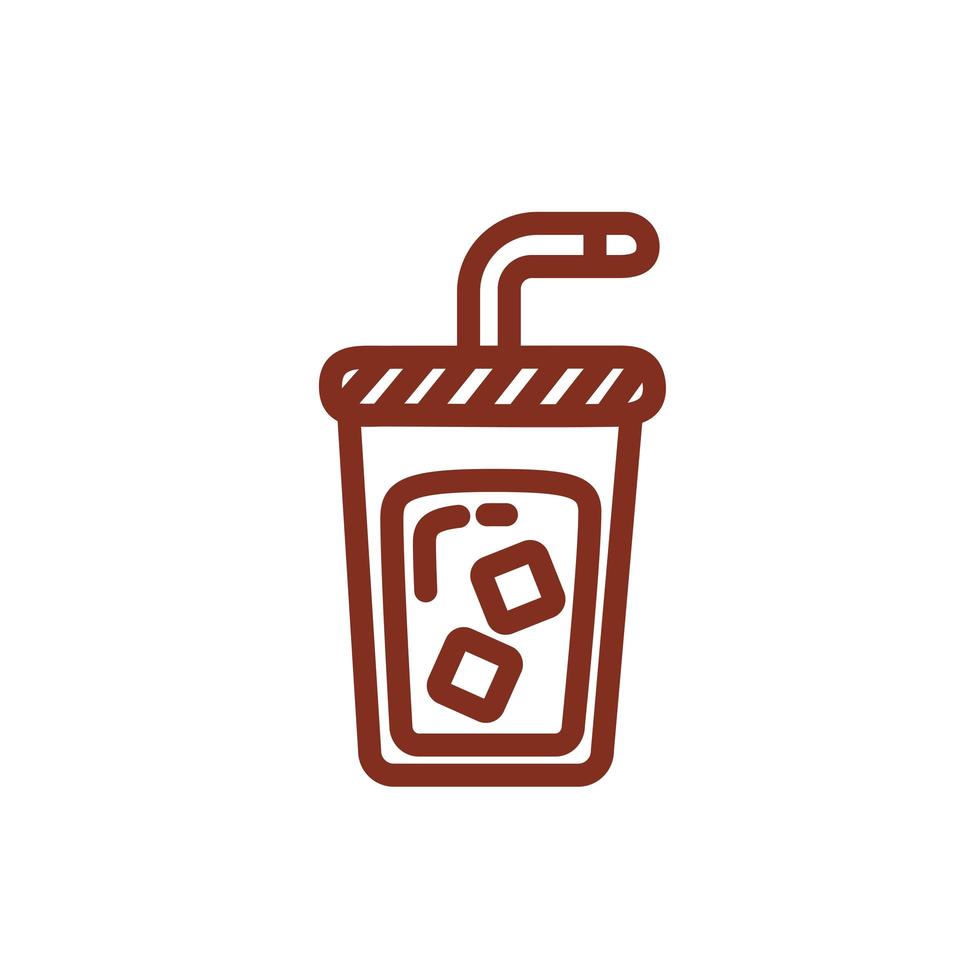 coffee drink in plastic container line style vector