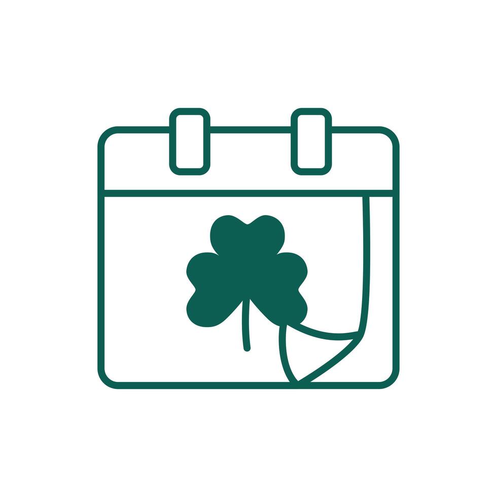 saint patricks day calendar with clover leaf line style vector