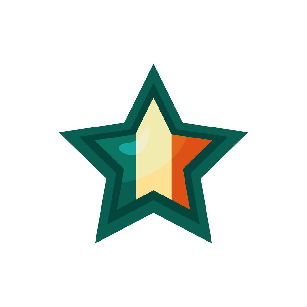 estrella con icono de estilo detallado de la bandera de irlanda vector