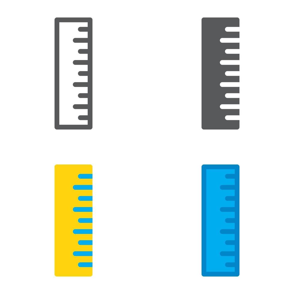 Ruler Flat designed icons set. Vector illustration.