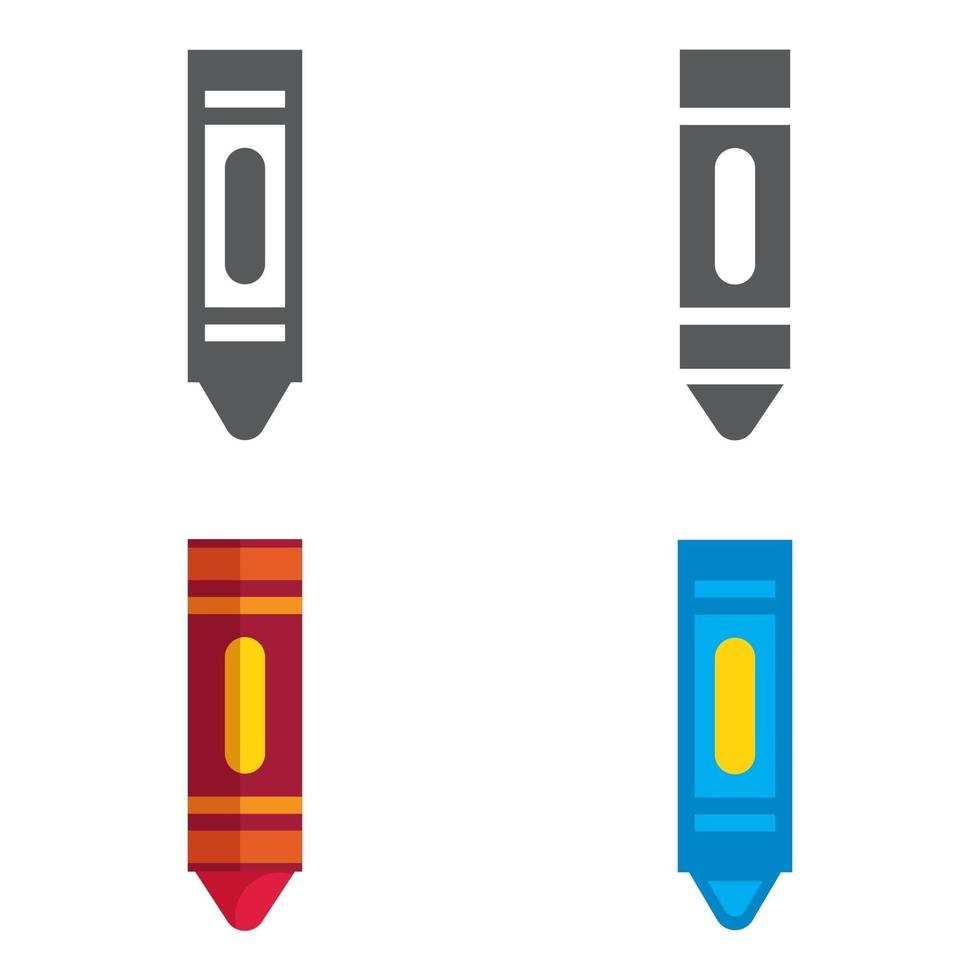 Wax colorful crayons designed icons set. Vector illustration.