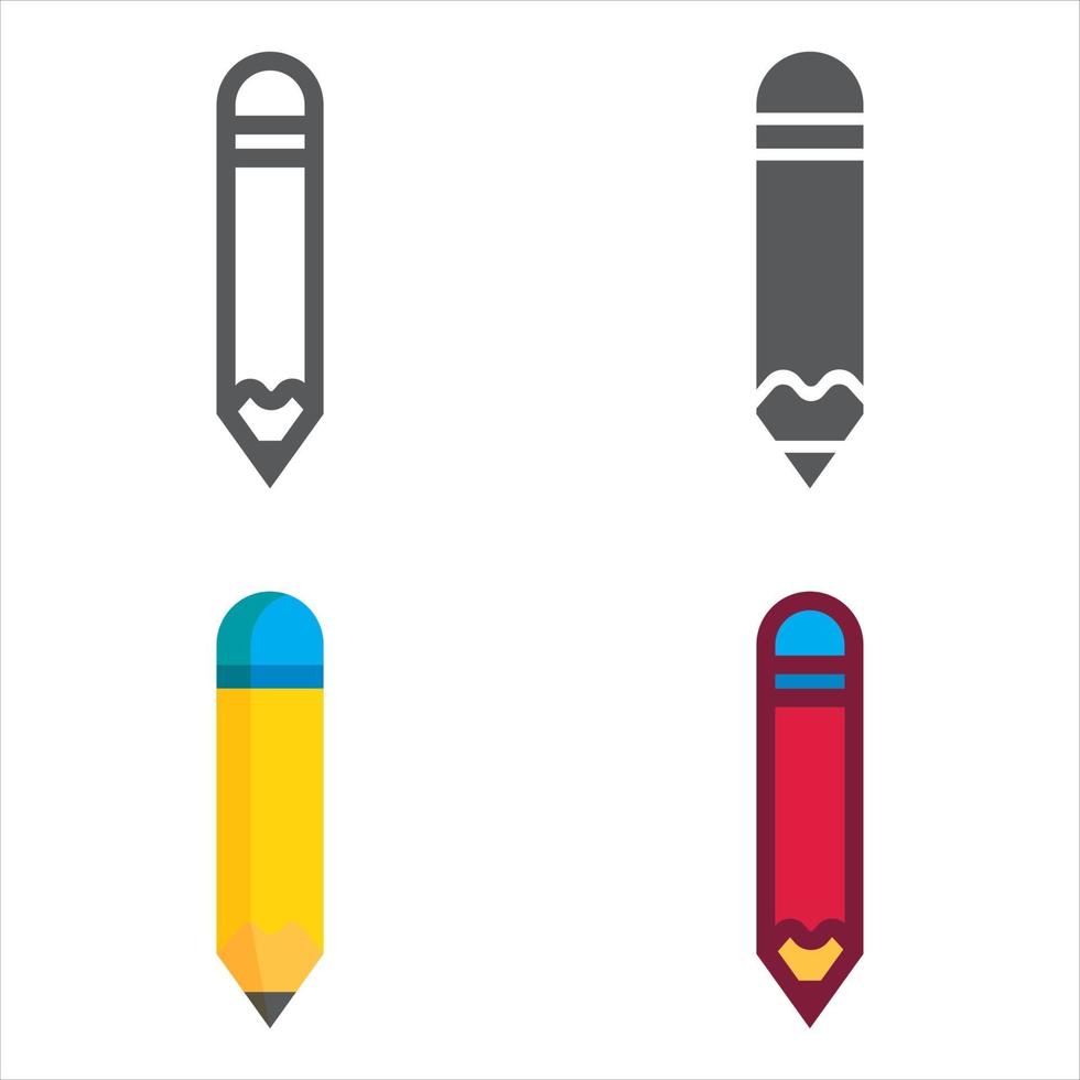 Pencil designed icons set. Vector illustration.