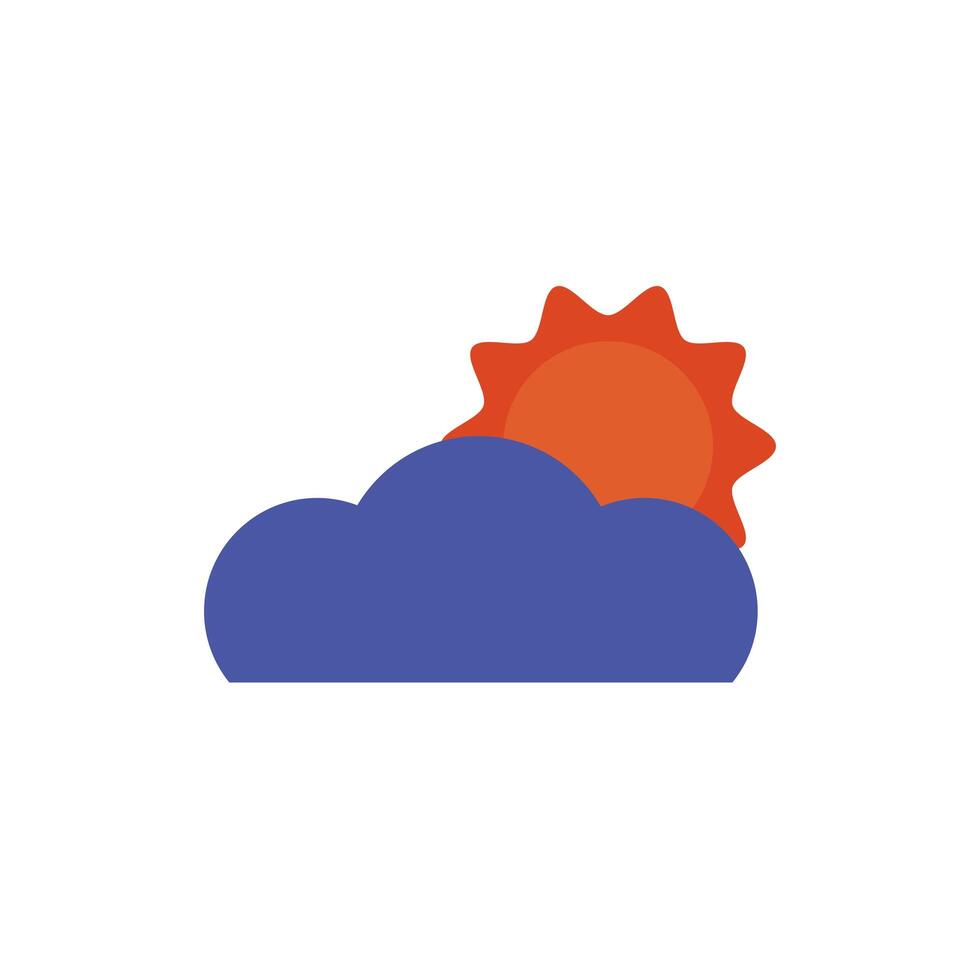 summer sun with cloud flat style icon vector