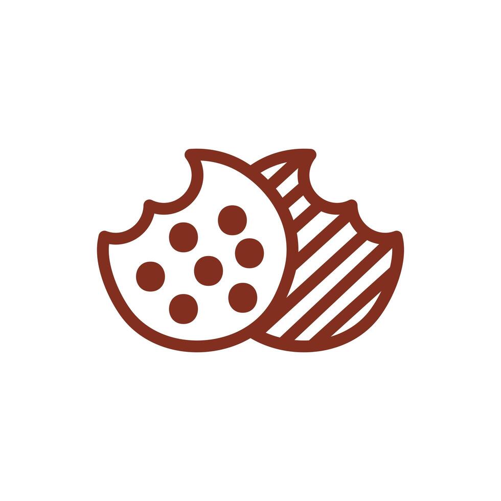 sweet cookie pastry line style icon vector