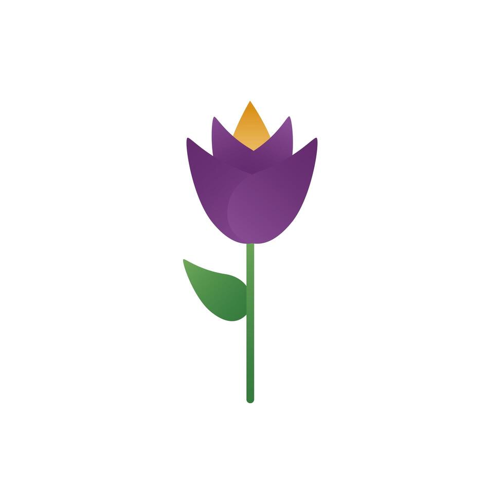 cute flower with leaf spring degradient style icon vector