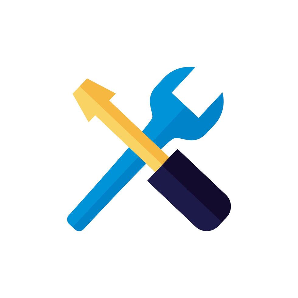 wrench and screwdriver tool flat style vector