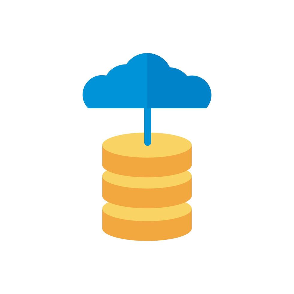 cloud computing with data disks flat style vector