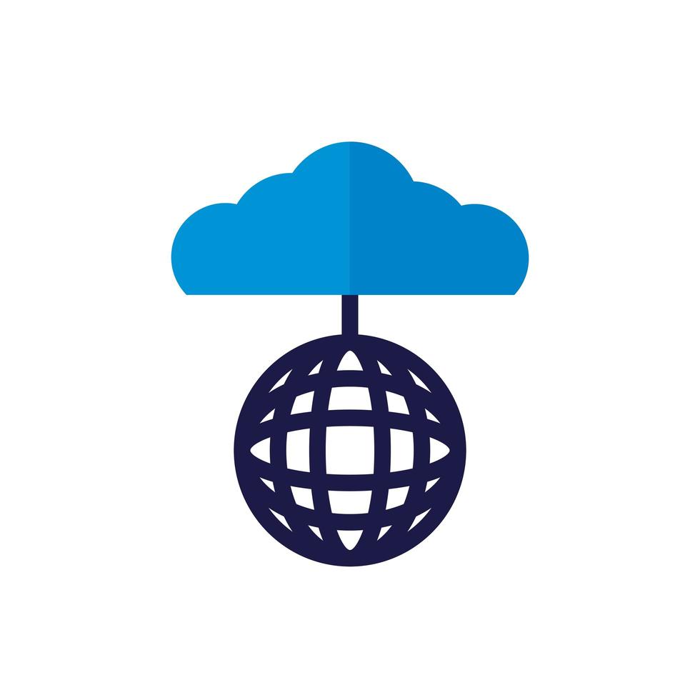 cloud computing with sphere browser flat style vector