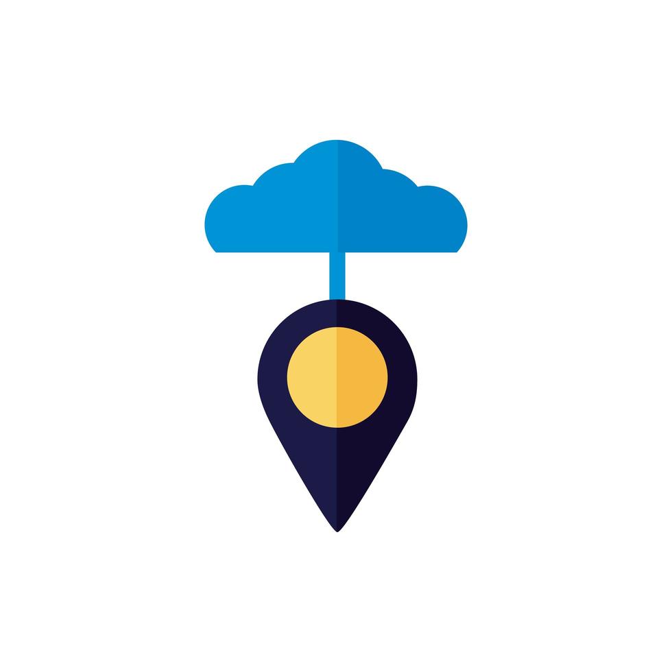 cloud computing with pin location flat style vector