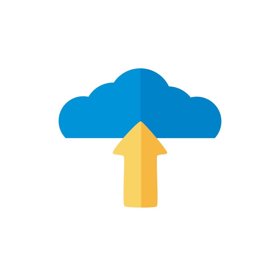 cloud computing with arrow upload flat style vector