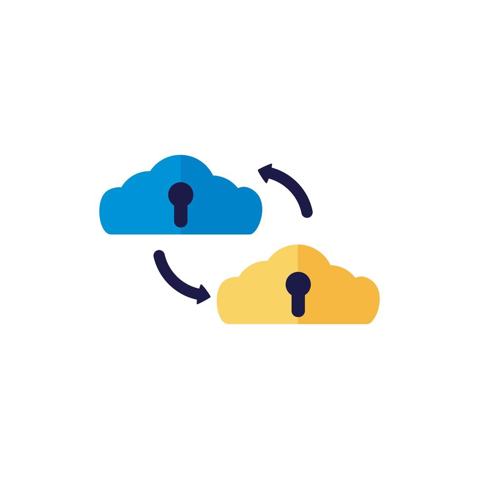 clouds computing with shape hole flat style vector