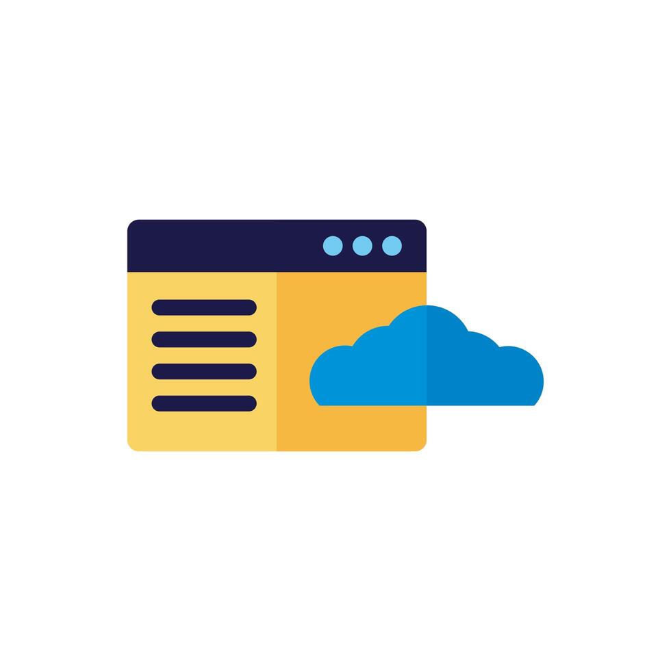 cloud computing with webpage template flat style vector