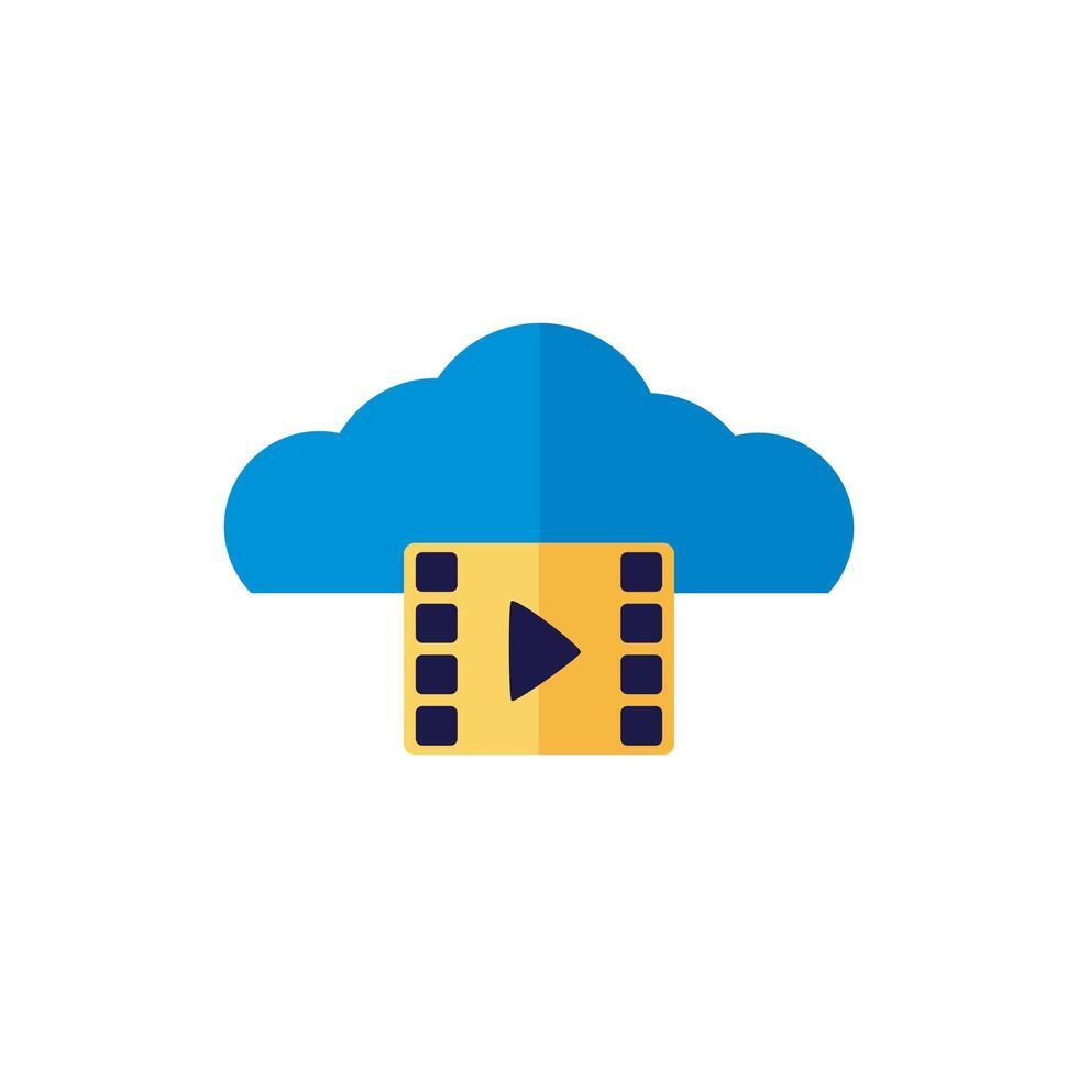 cloud computing with media player flat style vector