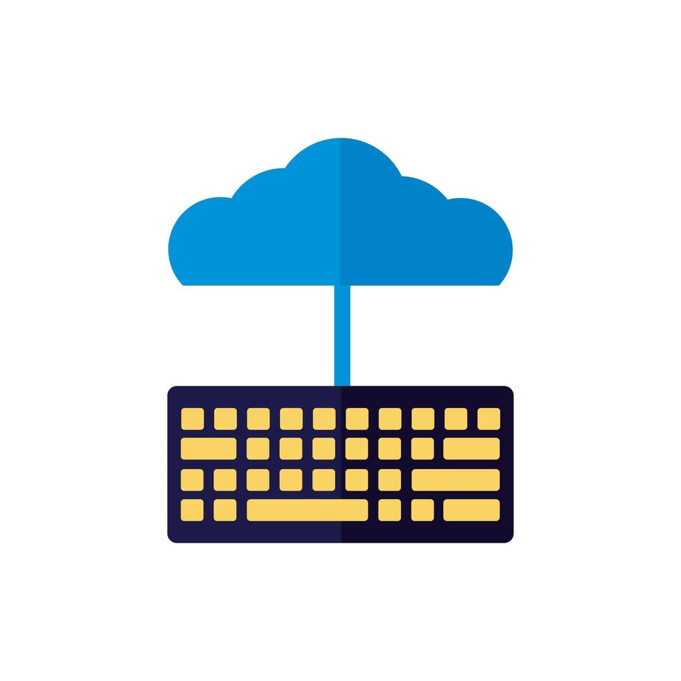 cloud computing with keyboard flat style vector