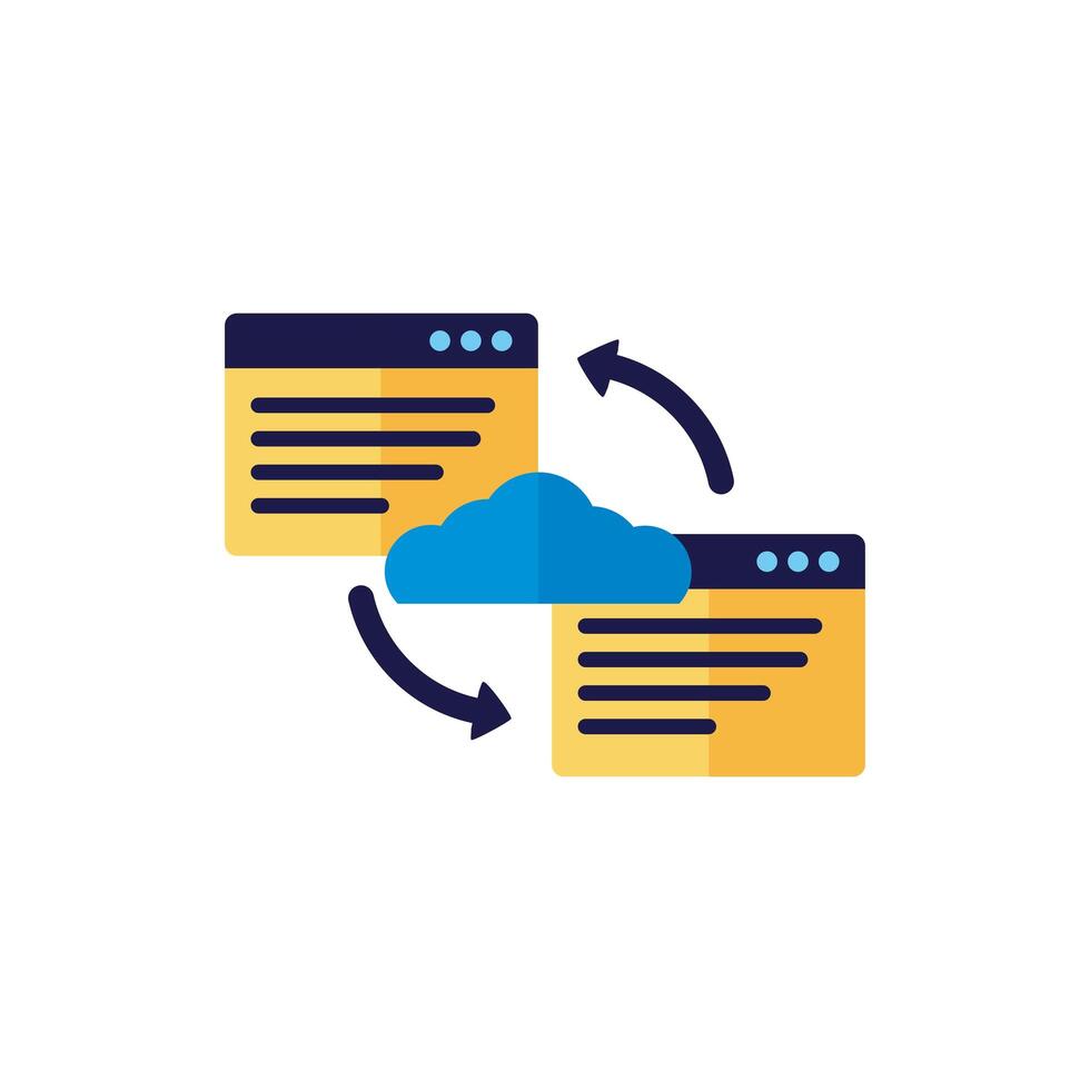 cloud computing with webpage templates flat style vector