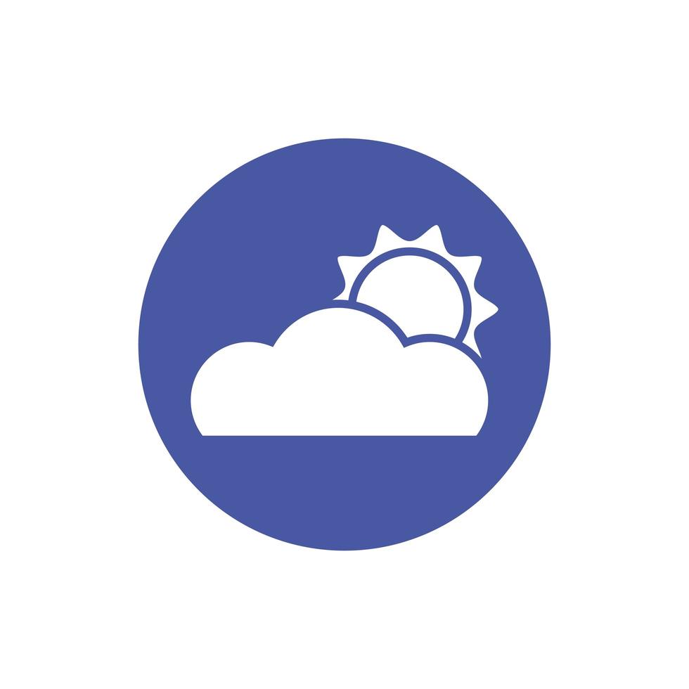summer sun with cloud block style icon vector