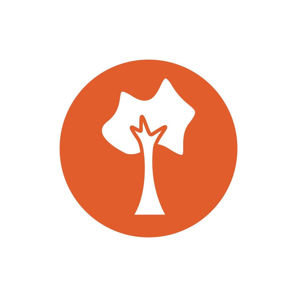 tree plant nature block style icon vector