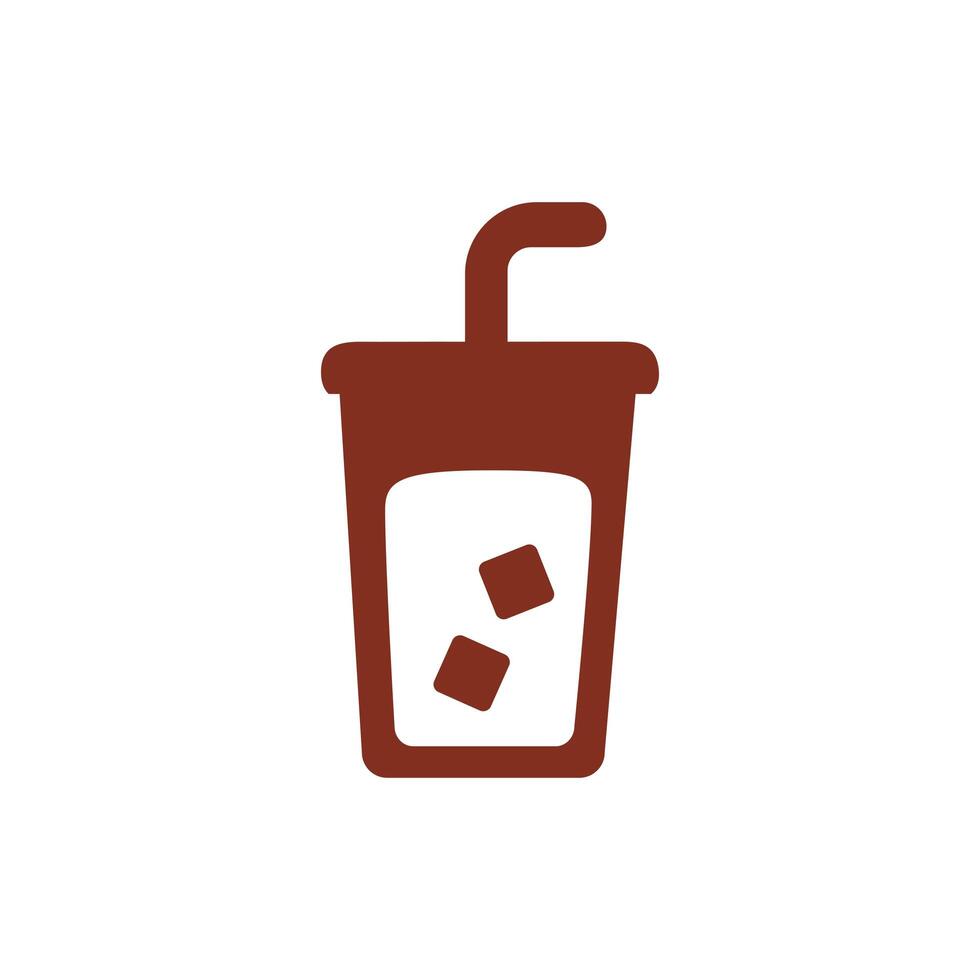 coffee drink in plastic container silhouette style vector