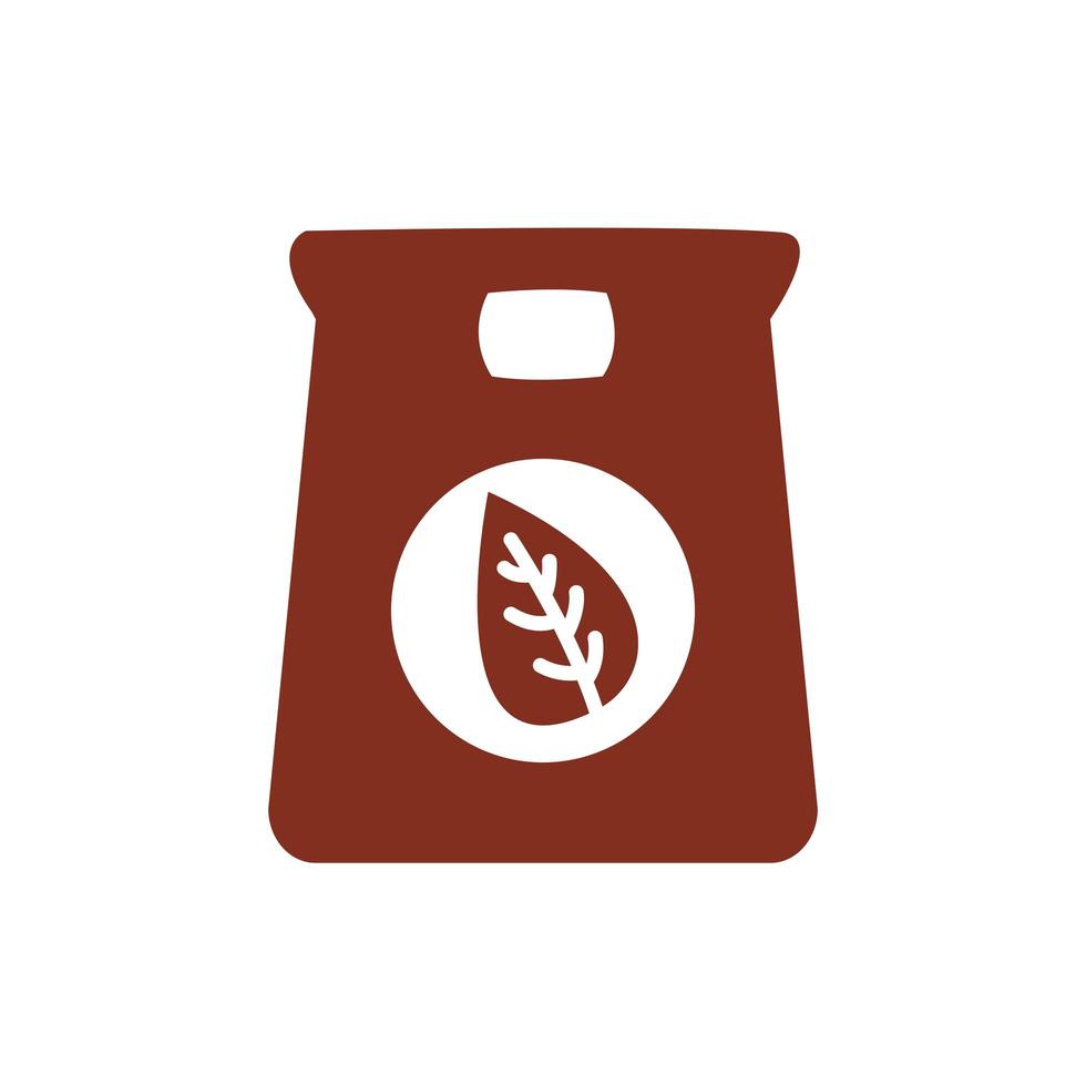 icono de estilo de silueta de bebida de bolsa de té vector