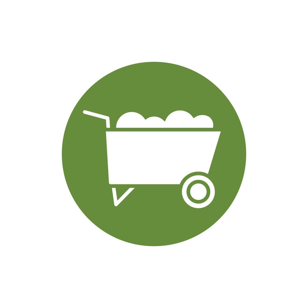 wheel barrow tool block style icon vector