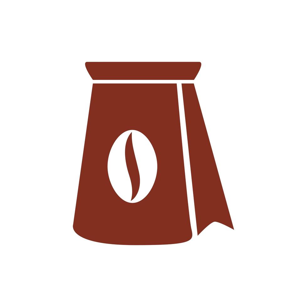 icono de estilo de silueta de producto de saco de café vector