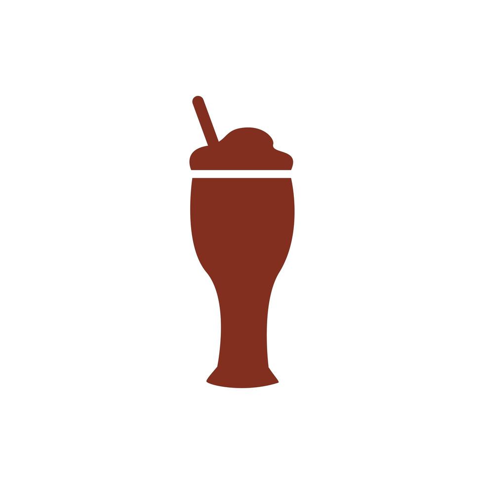 ice coffee in cup drink silhouette style icon vector