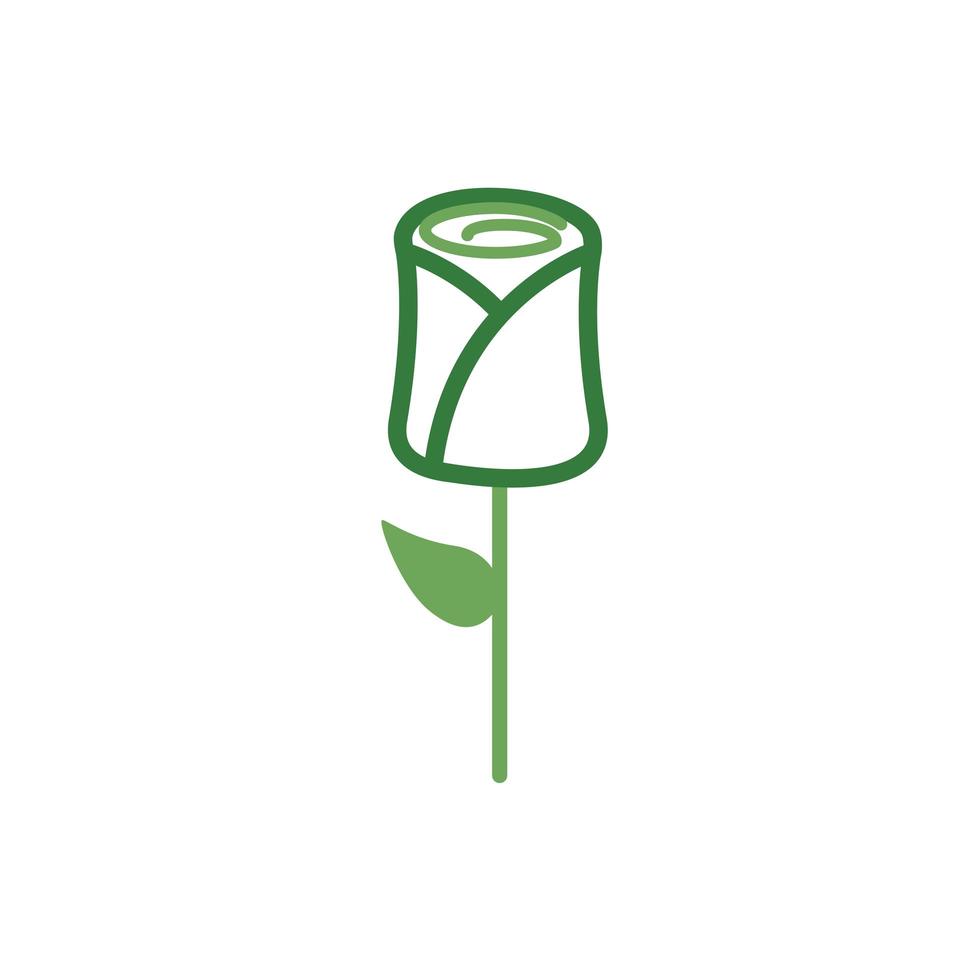 cute flower with leaf spring half color style icon vector