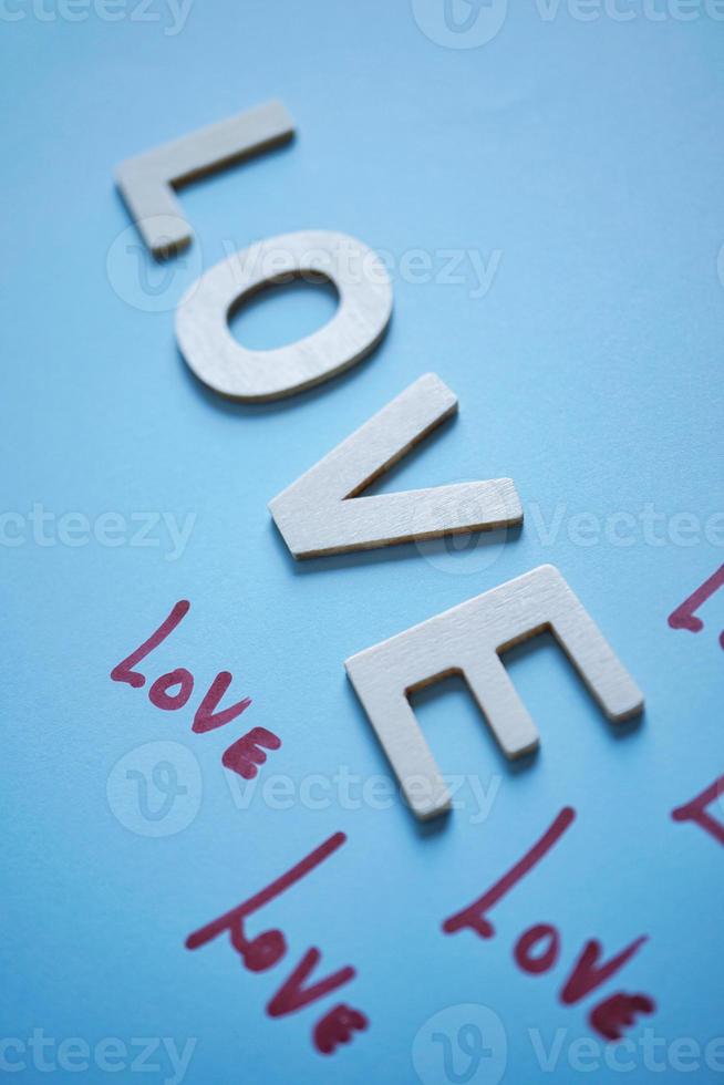 love word with wooden letters for valentines day photo