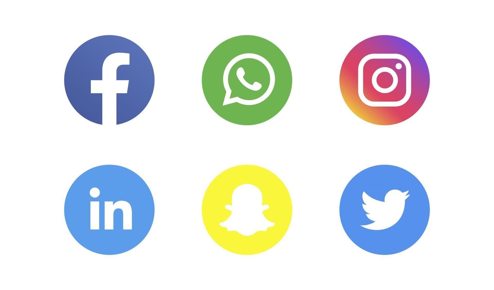 Social media Icons bundle Facebook Instagram Snapchat Twitter LinkedIn and other logo buttons vector