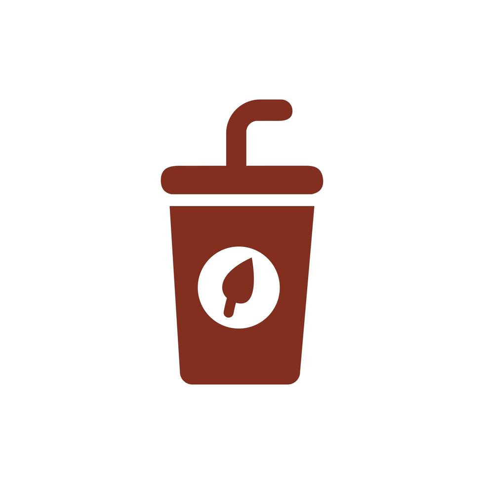 coffee drink in plastic container silhouette style vector