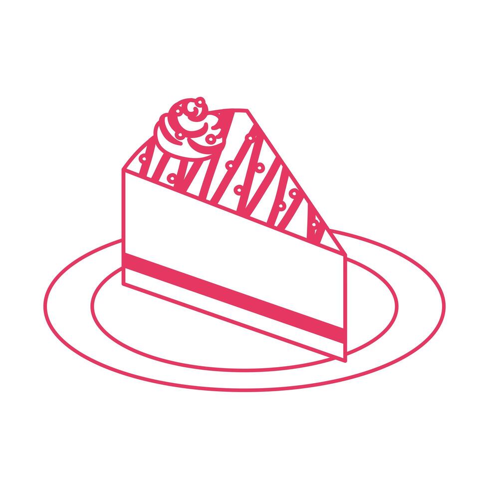 sweet cake portion dessert isolated icon vector