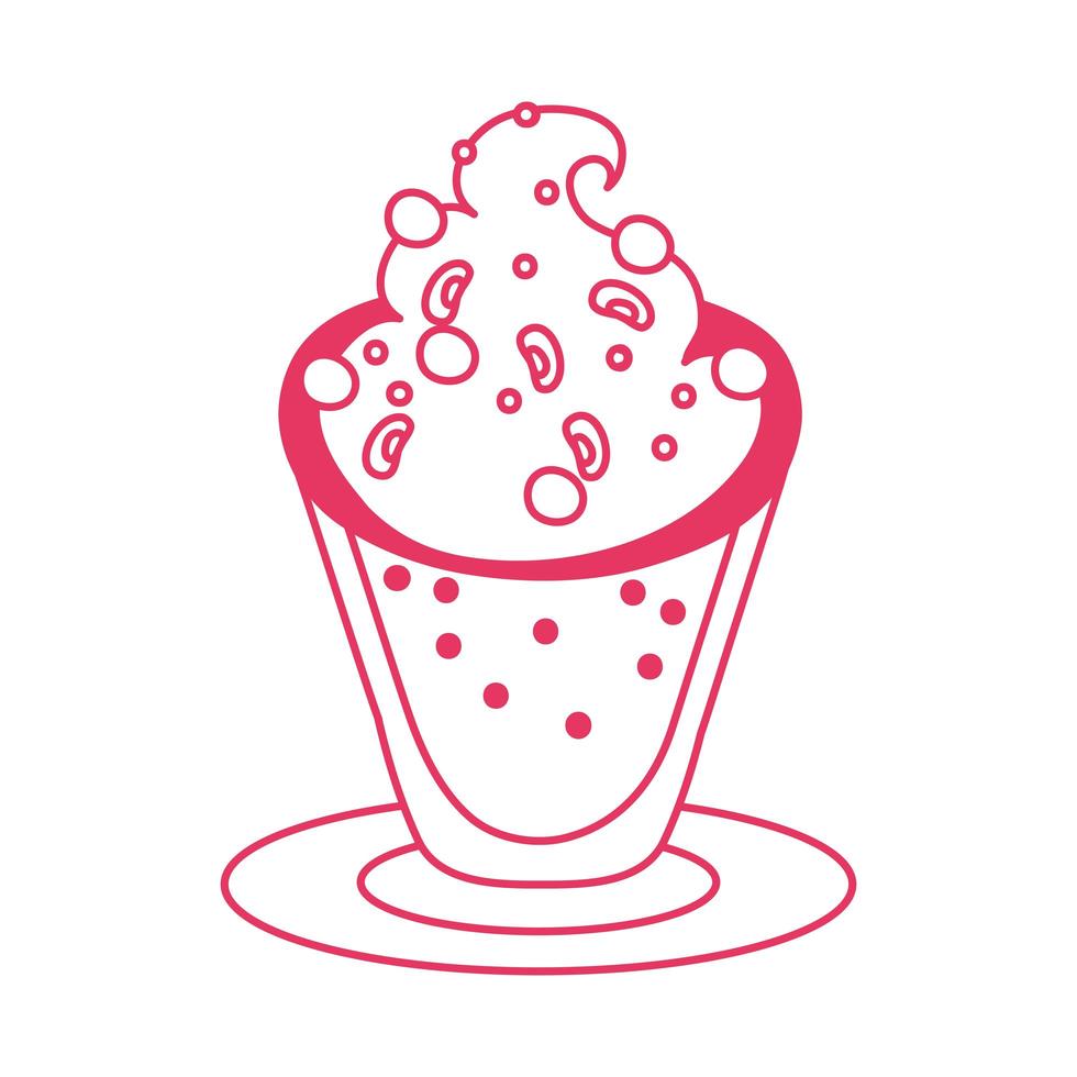 sweet cup with ice cream dessert vector