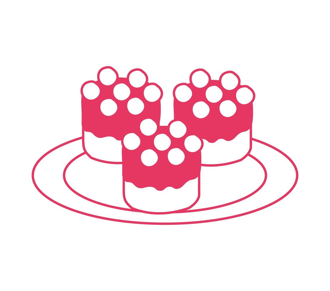 sweet cake with cherries dessert vector
