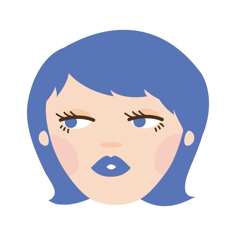 young woman with purple hair avatar character vector