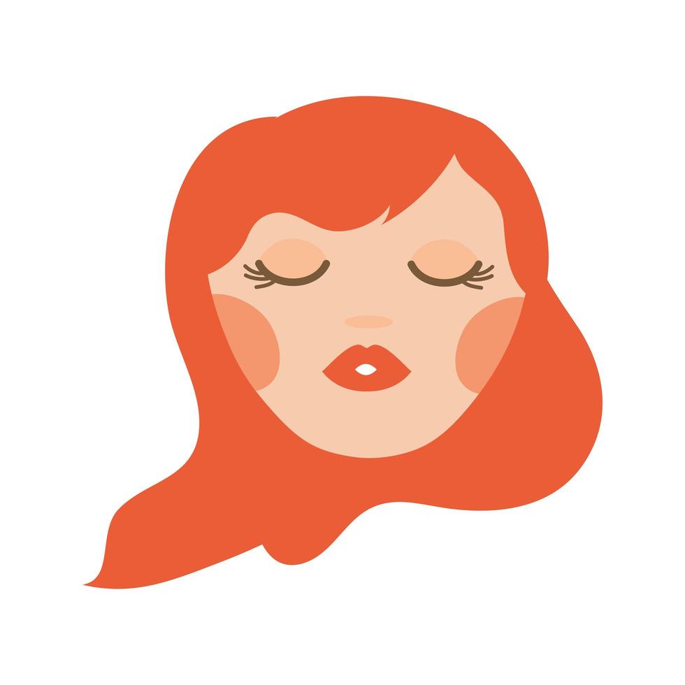 young woman with red hair avatar character vector