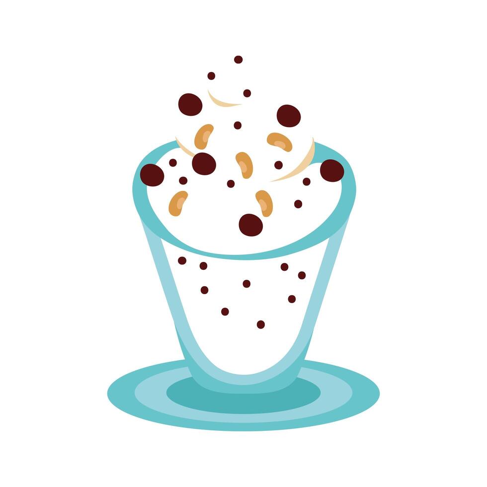 taza dulce con postre helado vector