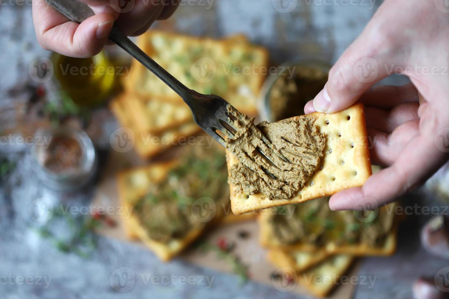 Homemade liver pate. Delicious homemade pate with spices and herbs photo