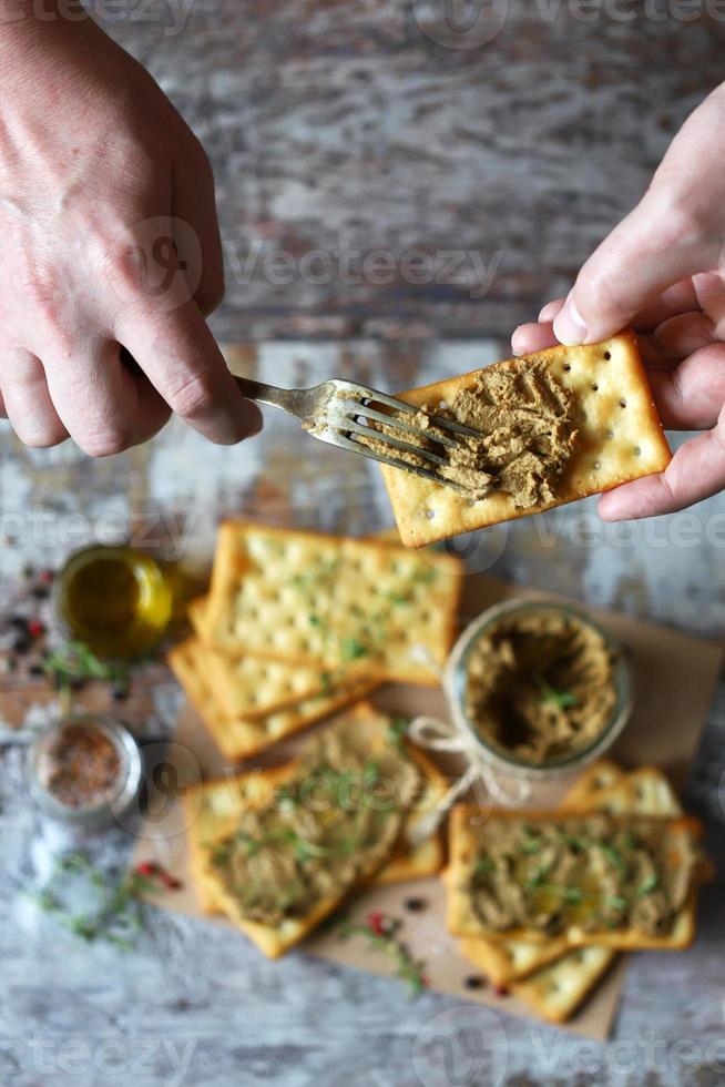Homemade liver pate. Delicious homemade pate with spices and herbs photo