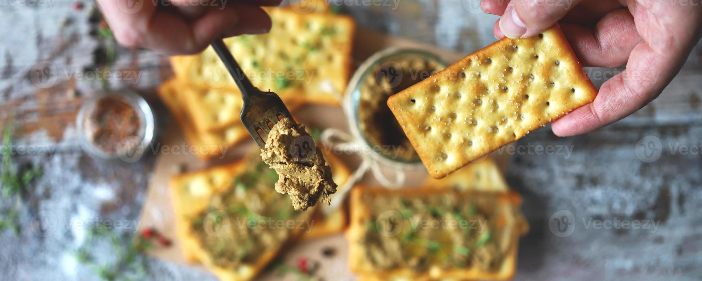 Homemade liver pate. Delicious homemade pate with spices and herbs photo