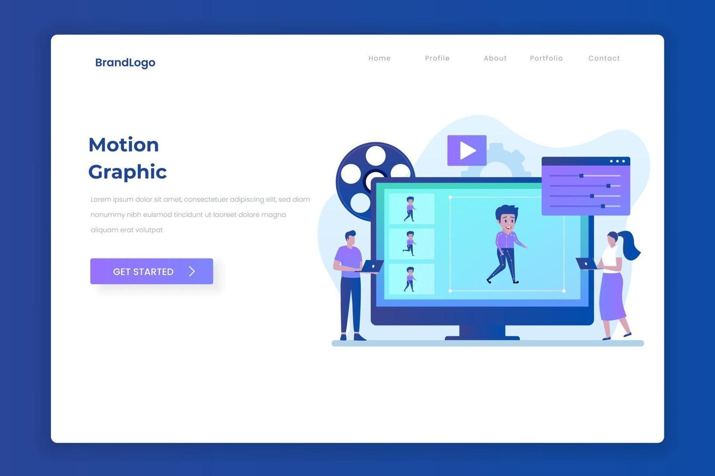 Motion graphic landing page illustration  concept vector