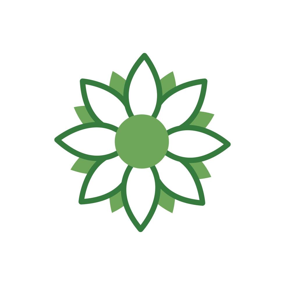 lindo icono de estilo de medio color de primavera de flor vector