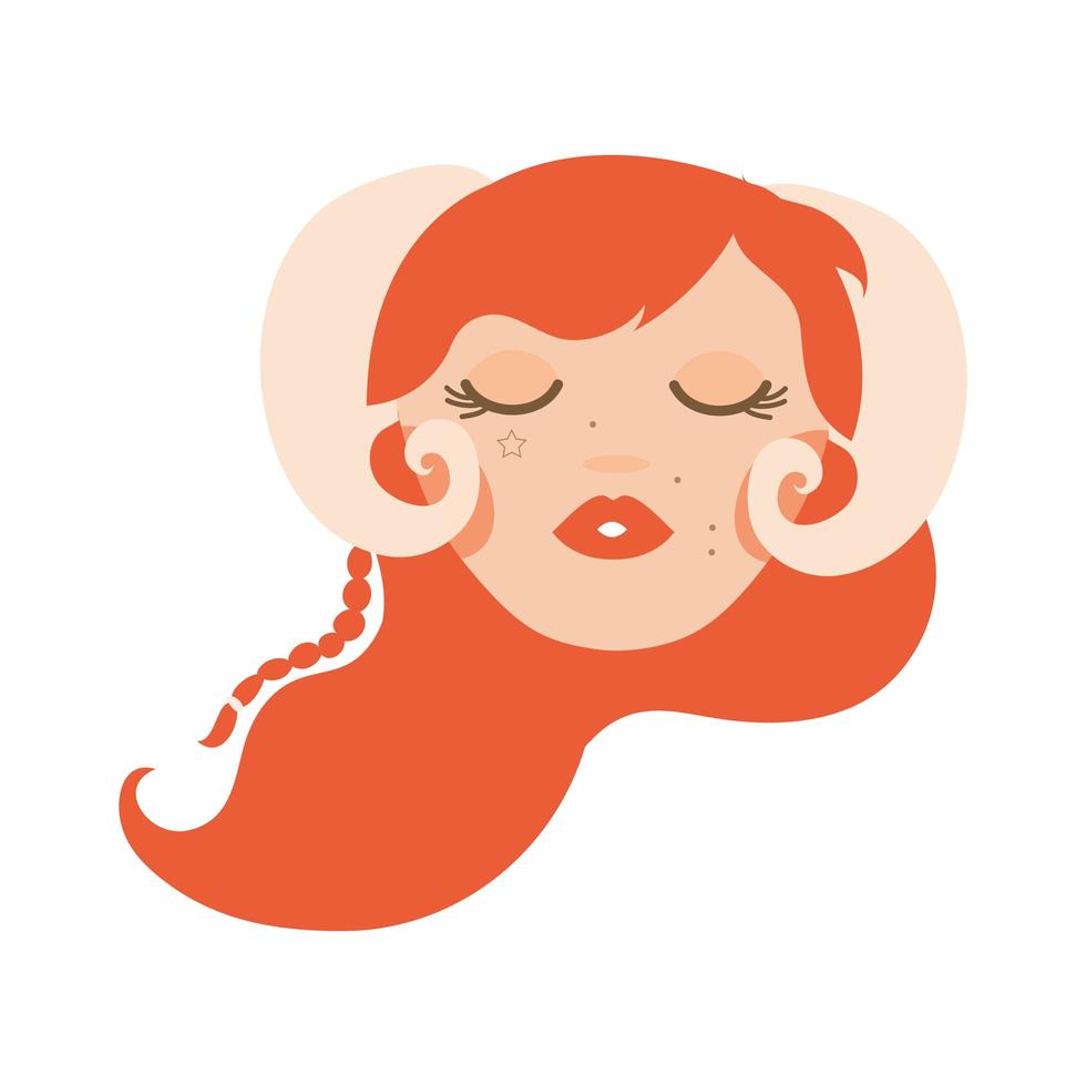 beautiful woman with aries zodiac sign vector