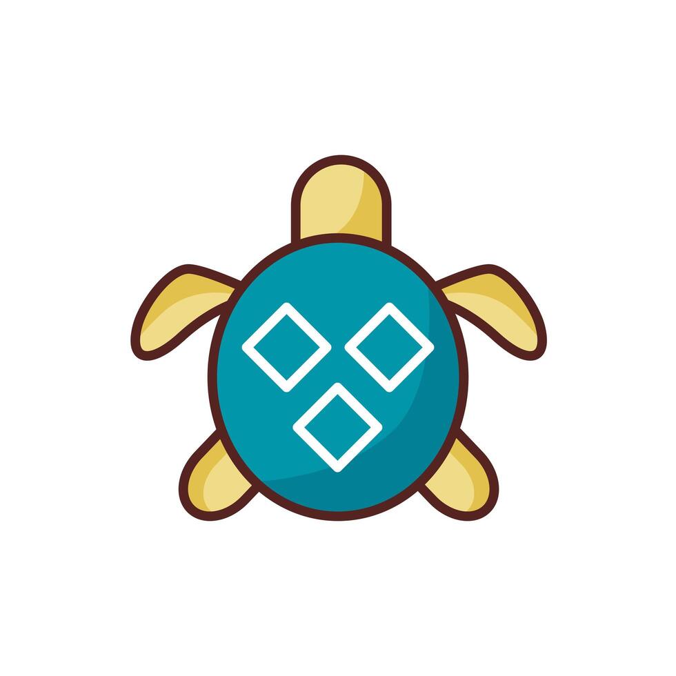 turtle sea animal line color style icon vector