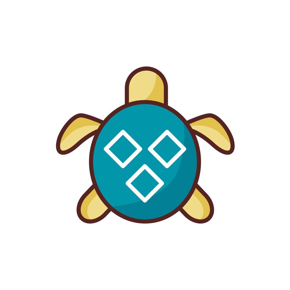 icono de estilo de color de línea de animal de mar de tortuga vector