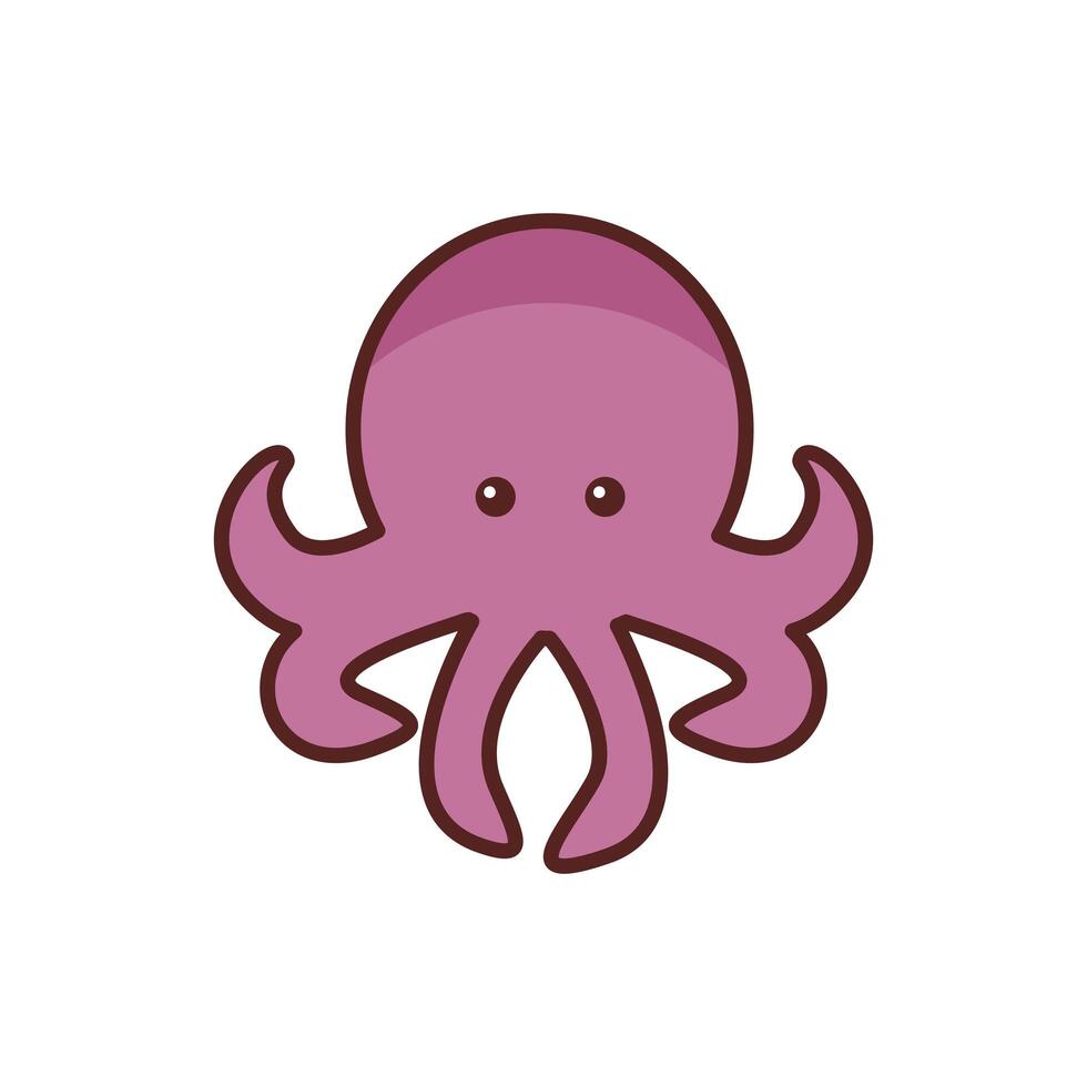 icono de estilo de color de línea de animal de mar de pulpo vector