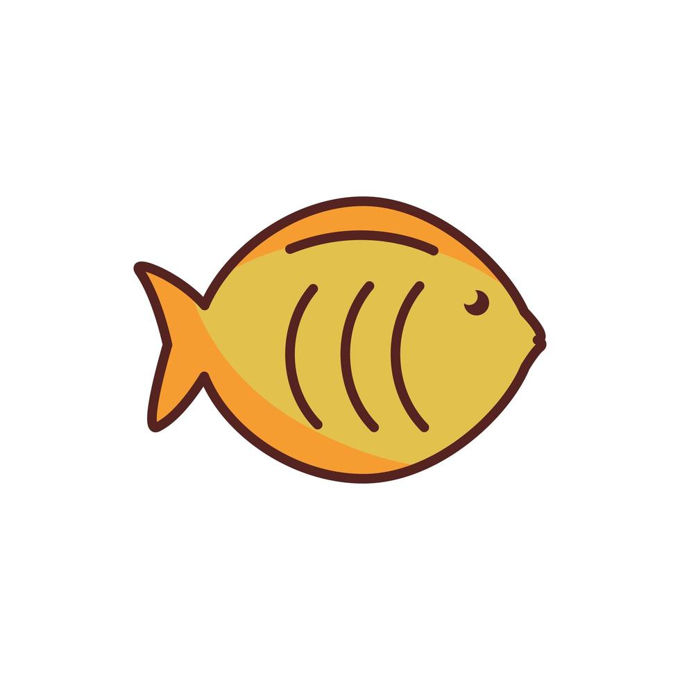 sea animal line color style icon vector